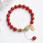 Buddha Stones Natural Red Agate Hetian Jade Fu Character Confidence Charm Bracelet (Extra 30% Off | USE CODE: FS30) Bracelet BS Red Agate&Joy and Happiness Letter
