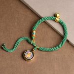 Buddha Stones Tibetan Five God Of Wealth Thangka Luck Prayer Wheel Bell Braid String Bracelet Bracelet BS Yellow God Of Wealth(Wrist Circumference 14-19cm)