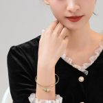 Buddha Stones Copper Plated Gold Hetian Jade Bead Luck Double Layer Bracelet Bangle Bracelet Bangle BS 13