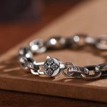 Buddha Stones Om Mani Padme Hum Double Dorje Copper Engraved Wisdom Bracelet Bracelet BS 2