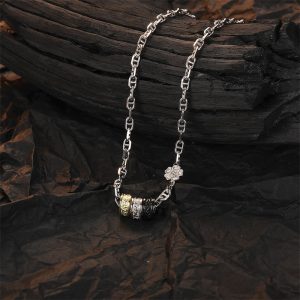 Buddha Stones 925 Sterling Silver Retro Tang Dynasty Flower Design Luck Energy Chain Necklace Pendant Necklaces & Pendants BS Tang Dynasty Flower Design(Luck♥Vibrant)