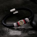 Buddha Stones 925 Sterling Silver Perfect Knot King Kong Knot Faith Strength Bracelet Bracelet BS Perfect Knot-Black(Bracelet Size 21cm)