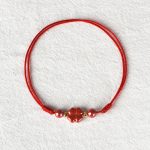Buddha Stones Four Leaf Clover Cinnabar Blessing Calm String Bracelet Anklet Bracelet BS 17