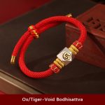 Buddha Stones 999 Sterling Silver Chinese Zodiac Natal Buddha Red Rope Luck Strength Handcrafted Kids Bracelet Bracelet BS Ox/Tiger-Void Bodhisattva(Bracelet Size 12cm-16cm)