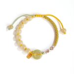 Buddha Stones 925 Sterling Silver Hetian Jade Peace Buckle Beaded Luck Happiness Charm Bracelet Bracelet BS 9