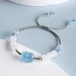 Buddha Stones Natural Aquamarine PiXiu Hetian White Jade Healing Bracelet
