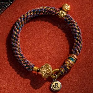 Buddha Stones 925 Sterling Silver Chinese Zodiac Natal Buddha Om Mani Padme Hum Luck Bell Braided String Bracelet Bracelet BS main