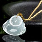 Laughing Buddha Natural Jade 18K Gold Abundance Necklace Pendant Necklaces & Pendants BS 6