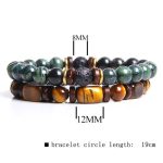 Buddha Stones 2PCS Healing Crystal Emperor Stone Tiger Eye Bead Bracelet Bracelet BS 12
