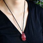 Buddha Stones Laughing Buddha Yin Yang Chinese Zodiac Gourd Natural Cinnabar Blessing Necklace Pendant Necklaces & Pendants BS 20
