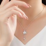 Buddha Stones 925 Sterling Silver Lotus Zircon Enlightenment Necklace Pendant 7