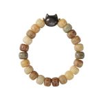 Buddha Stones Bodhi Seed Silver Sheen Obsidian Cat Head Om Mani Padme Hum Engraved Harmony Bracelet Bracelet BS 6