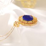 Buddha Stones 925 Sterling Silver Plated Gold Lazurite Positive Necklace Pendant Necklaces & Pendants BS 2