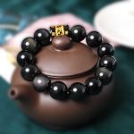 Buddha Stones Rainbow Obsidian Om Mani Padme Hum Swastika Positive Bracelet Bracelet BS 12