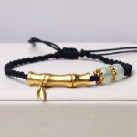 Buddha Stones Bamboo Design Luck Strength Braided Bracelet Bracelet BS Black(Wrist Circumference 14-17cm)