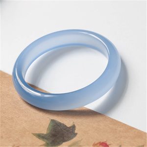 Buddha Stones Blue Chalcedony Emotional Balance Bracelet Bangle Bracelet Bangle BS 64mm