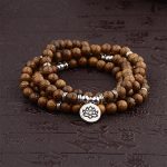 Buddha Stones Tibetan Lightning Strike Wood Bracelet Lotus Buddha Mala Mala Bracelet BS 1