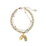 Buddha Stones 925 Sterling Silver Natural Hetian Jade Good Things Happen Peanut Charm Bracelet Bracelet BS 4