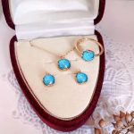 Buddha Stones 925 Sterling Silver Plated Gold Turquoise Protection Ring Earrings Necklace Pendant Set Bracelet Necklaces & Pendants BS 12