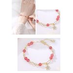 Buddha Stones 14K Gold Plated Natural Strawberry Quartz Moonstone Möbius Loop Eternal Love Star Positive Bracelet