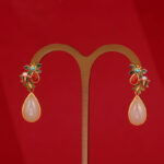 Buddha Stones Water Drop White Jade Red Agate Butterfly Protection Drop Dangle Earrings Earrings BS 6