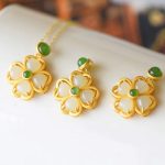 Buddha Stones 925 Sterling Silver Lucky Four Leaf Clover Jade Prosperity Necklace Chain Pendant Necklaces & Pendants BS 10