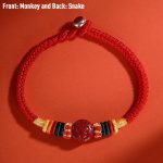 Buddha Stones Year of the Dragon 925 Sterling Silver Chinese Zodiac Cinnabar Auspicious Matches Blessing Bracelet (Extra 30% Off | USE CODE: FS30) Bracelet BS Monkey 23cm