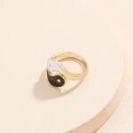 Buddha Stones Yin Yang Symbol Adjustable Blessing Couple Ring Rings BS 2