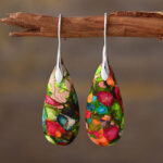 Buddha Stones Emperor Stone Crystal Happiness Earrings Earrings BS Colorful Emperor Stone