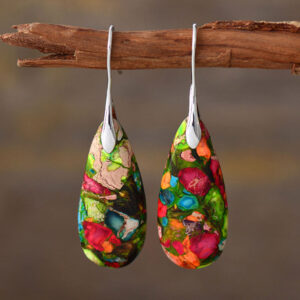 Buddha Stones Emperor Stone Crystal Happiness Earrings Earrings BS Colorful Emperor Stone