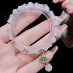 Buddha Stones Tianshan White Jade Bamboo Pattern Luck Blessing Bracelet 5