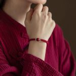 Buddha Stones 925 Sterling Silver Natural Cinnabar Bead Calm Handmade Braided String Bracelet Bracelet BS 5
