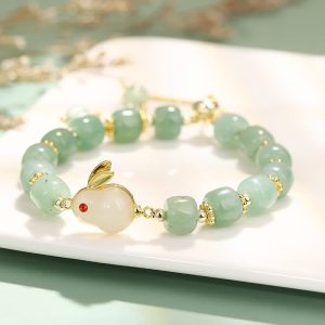 Buddha Stones Year of the Rabbit Natural Green Aventurine Luck Bead Bracelet Bracelet BS Rabbit Beaded Bracelet