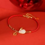 Buddha Stones 925 Sterling Silver Year of the Rabbit Hetian White Jade Luck Blessing Red String Bracelet Bracelet BS 2