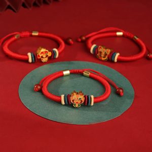 Buddha Stones Handmade 925 Sterling Silver Year of the Dragon Cute Chinese Zodiac Luck Braided Red Bracelet Bracelet BS main
