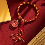 Buddha Stones Handmade Tibetan Five God Of Wealth Dragon Scale Rope Luck Braid Bracelet Bracelet BS Red Gold Red God of Wealth(Wrist Circumference 14-18cm)