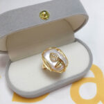 Buddha Stones Pearl Copper Plated Gold Flower Happiness Wealth Ring Ring BS 11