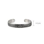 Buddha Stones 925 Sterling Silver Om Mani Padme Hum Double Dorje Engraved Wisdom Cuff Bracelet Bangle Bracelet Bangle BS 15