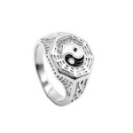 Buddha Stones Yin Yang Symbol Copper Luck Ring Rings BS Silver