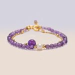 Buddha Stones 14K Gold Plated Amethyst Crystal Healing Double Layer Chain Bracelet Bracelet BS 4