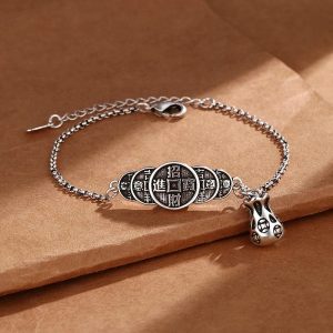 Buddha Stones Copper Coin Money Bag Wealth Bracelet Bracelet BS Copper Coin Money Bag