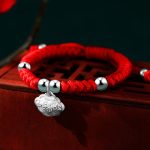 Buddha Stones 925 Sterling Silver Handmade Fu Character Lucky Money Bag Chinese Lock Charm Bell Lotus Copper Coin King Kong Knot Braided Kids Bracelet Bracelet BS Chinese Lock Charm Fu Character(Wrist Circumference 12-14cm)