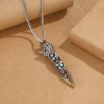 Buddha Stones Tibet Om Mani Padme Hum Dzi Bead Dorje Vajra Pattern Wealth Rotatable Necklace Pendant Necklaces & Pendants BS 8