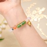 Buddha Stones Natural White Agate Jadeite Bamboo Beads Positivity Bracelet Bracelet BS 2
