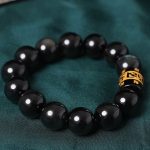 Buddha Stones Rainbow Obsidian Om Mani Padme Hum Swastika Positive Bracelet Bracelet BS 8