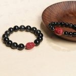 Buddha Stones Chinese Zodiac Natal Buddha Natural Black Obsidian Cinnabar Purification Bracelet Bracelet BS 29