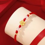 Buddha Stones Handmade 925 Sterling Silver Peach Blossom Cherry Sakura Chalcedony Bead Luck Red Rope Bracelet Bracelet BS 3