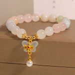 Buddha Stones Natural Morganite Confidence Butterfly Charm Bracelet Bracelet BS 5