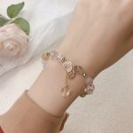 Buddha Stones Strawberry Quartz Rutilated Quartz Fluorite Flower Healing Bracelet Bracelet BS 22