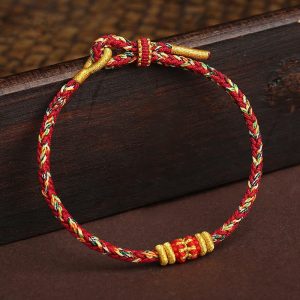 Buddha Stones Handmade Colorful Rope King Kong Knot Braided Luck Bracelet Bracelet BS Red Multicolored (Wrist Circumference 15-18cm)